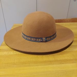 World Market Boho Brown Wool Felt Floppy Hat